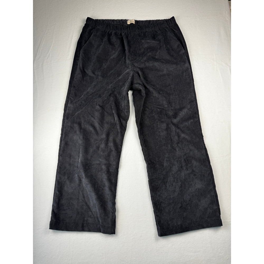 Angels Forever Young Womens Black Corduroy Wide Leg Elastic Waist Pants 2X